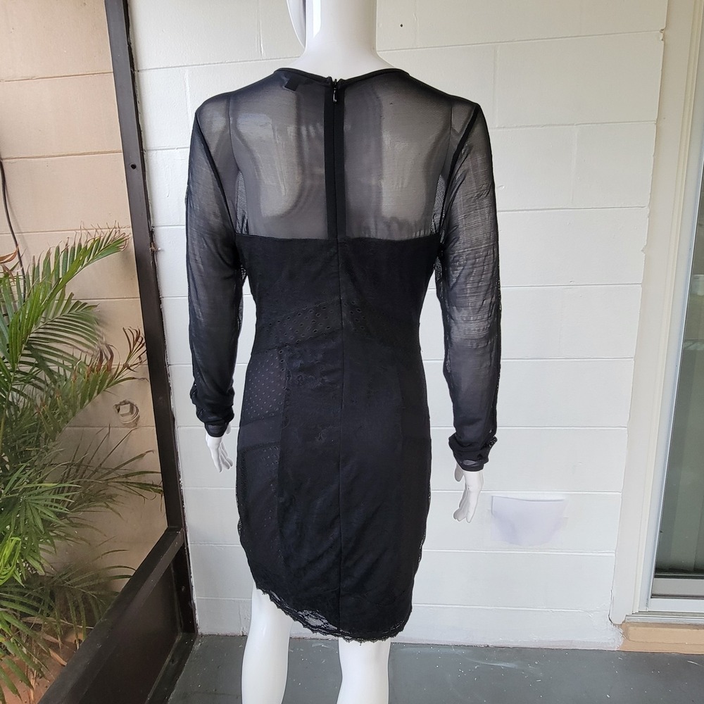 Guess Black Delfina Mini Dress Stretch Floral Lace Women M Goth Grunge O-rings - Picture 3 of 16
